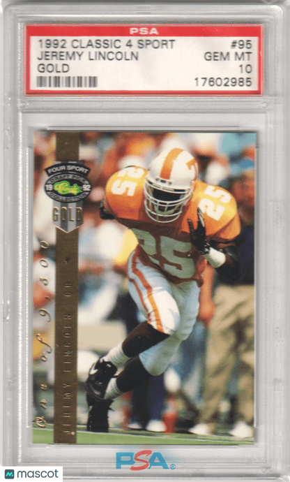 JEREMY INCOLN 1992 Classic 4 Sport Gold 95 PSA 10 GEM MINT TENNESSEE Pop 2 - Columbia Hobby - Sports Card Boxes - Toploaders - Card Savers
