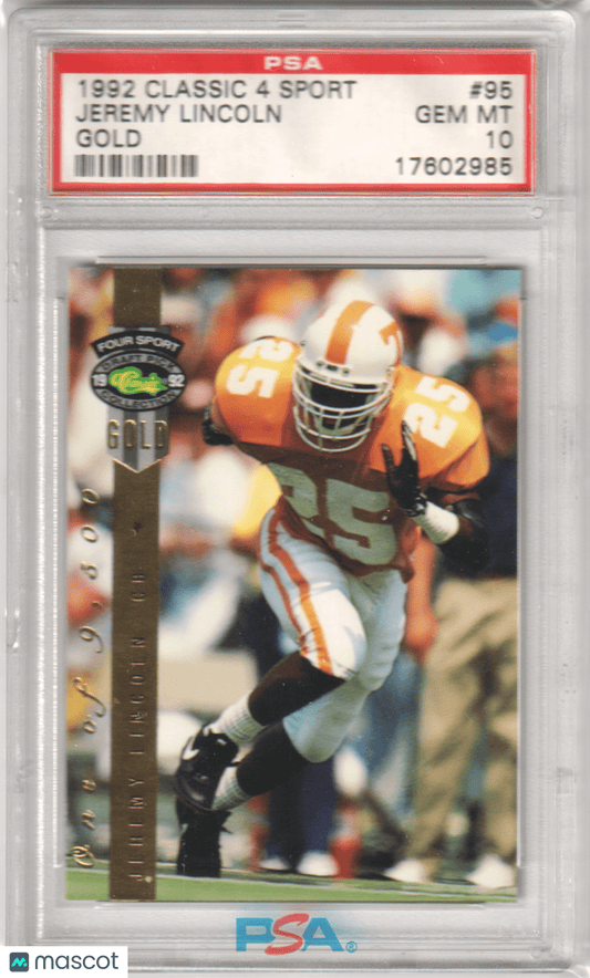JEREMY INCOLN 1992 Classic 4 Sport Gold 95 PSA 10 GEM MINT TENNESSEE Pop 2 - Columbia Hobby - Sports Card Boxes - Toploaders - Card Savers