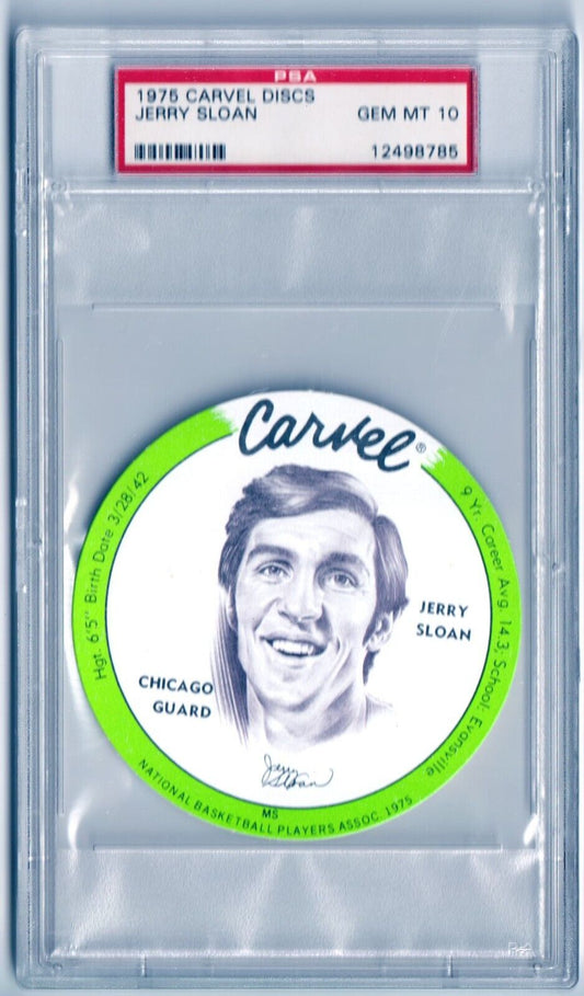 JERRY SLOAN 1975 Carvel Discs PSA 10 GEM MINT - BULLS - Columbia Hobby - Sports Card Boxes - Toploaders - Card Savers
