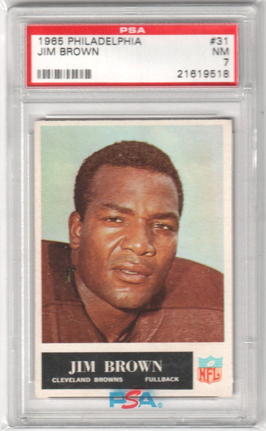 JIM BROWN 1965 Philadelphia #41 PSA 7 NM - BROWNS - Columbia Hobby - Sports Card Boxes - Toploaders - Card Savers