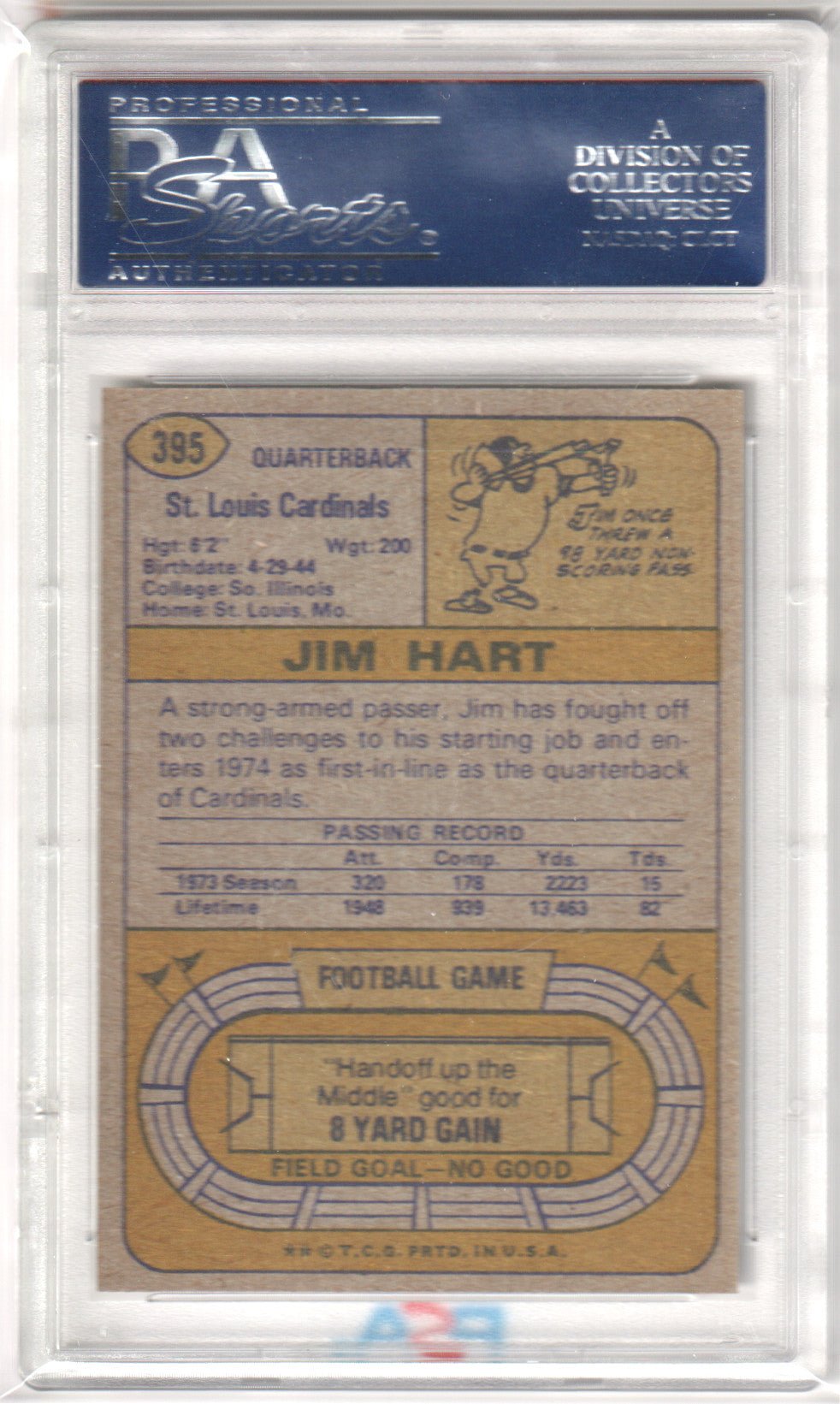 JIM HART 1974 Topps 395 PSA 8 NM - MT - CARDINALS - Columbia Hobby - Sports Card Boxes - Toploaders - Card Savers