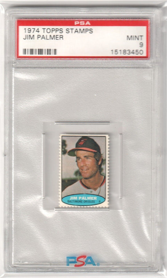 JIM PALMER 1974 Topps Stamps PSA 9 MINT - ORIOLES - Columbia Hobby - Sports Card Boxes - Toploaders - Card Savers