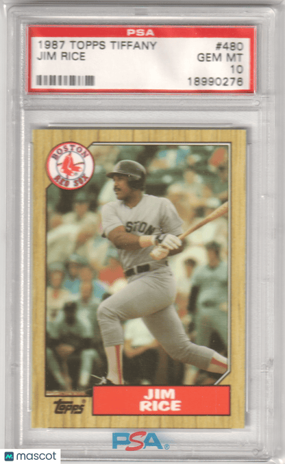 JIM RICE 1987 Topps Tiffany 480 PSA 10 GEM MINT - RED SOX - Columbia Hobby - Sports Card Boxes - Toploaders - Card Savers