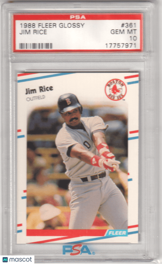 JIM RICE 1988 Fleer Glossy 361 PSA 10 GEM MINT - RED SOX - Columbia Hobby - Sports Card Boxes - Toploaders - Card Savers