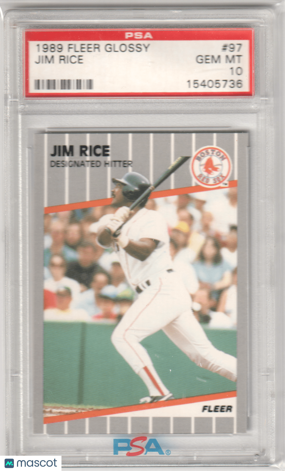 JIM RICE 1989 Fleer Glossy 97 PSA 10 GEM MINT - RED SOX Pop 13 - Columbia Hobby - Sports Card Boxes - Toploaders - Card Savers