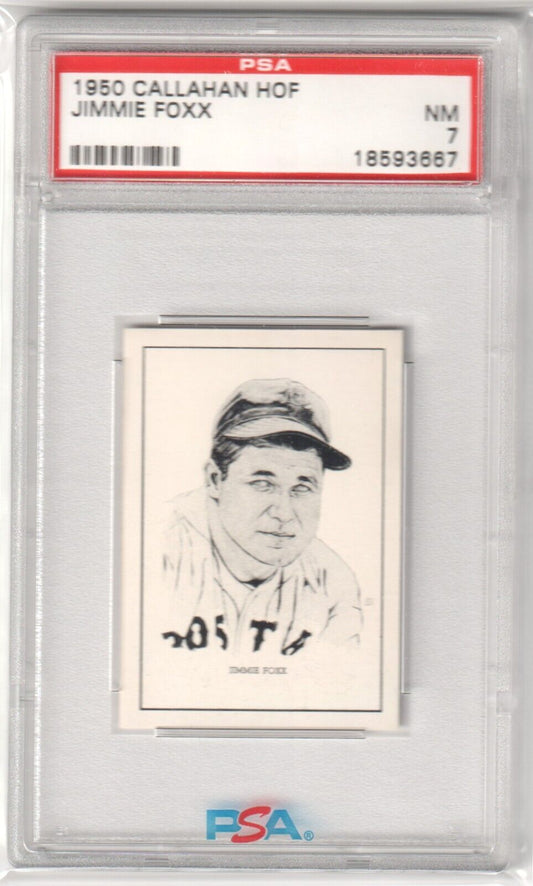 JIMMIE FOXX 1950 Callahan HOF PSA 7 NM - PHILADELPHIA A'S - Columbia Hobby - Sports Card Boxes - Toploaders - Card Savers