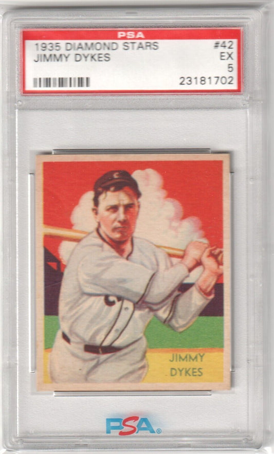 JIMMY DYKES 1935 Diamond Stars #42 PSA 5 EX - WHITE SOX - Columbia Hobby - Sports Card Boxes - Toploaders - Card Savers