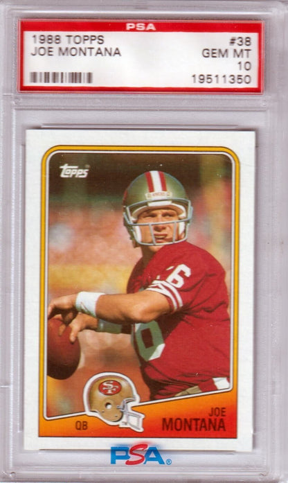 JOE MONTANA 1988 Topps #38 PSA 10 GEM MINT - 49ers - Columbia Hobby - Sports Card Boxes - Toploaders - Card Savers