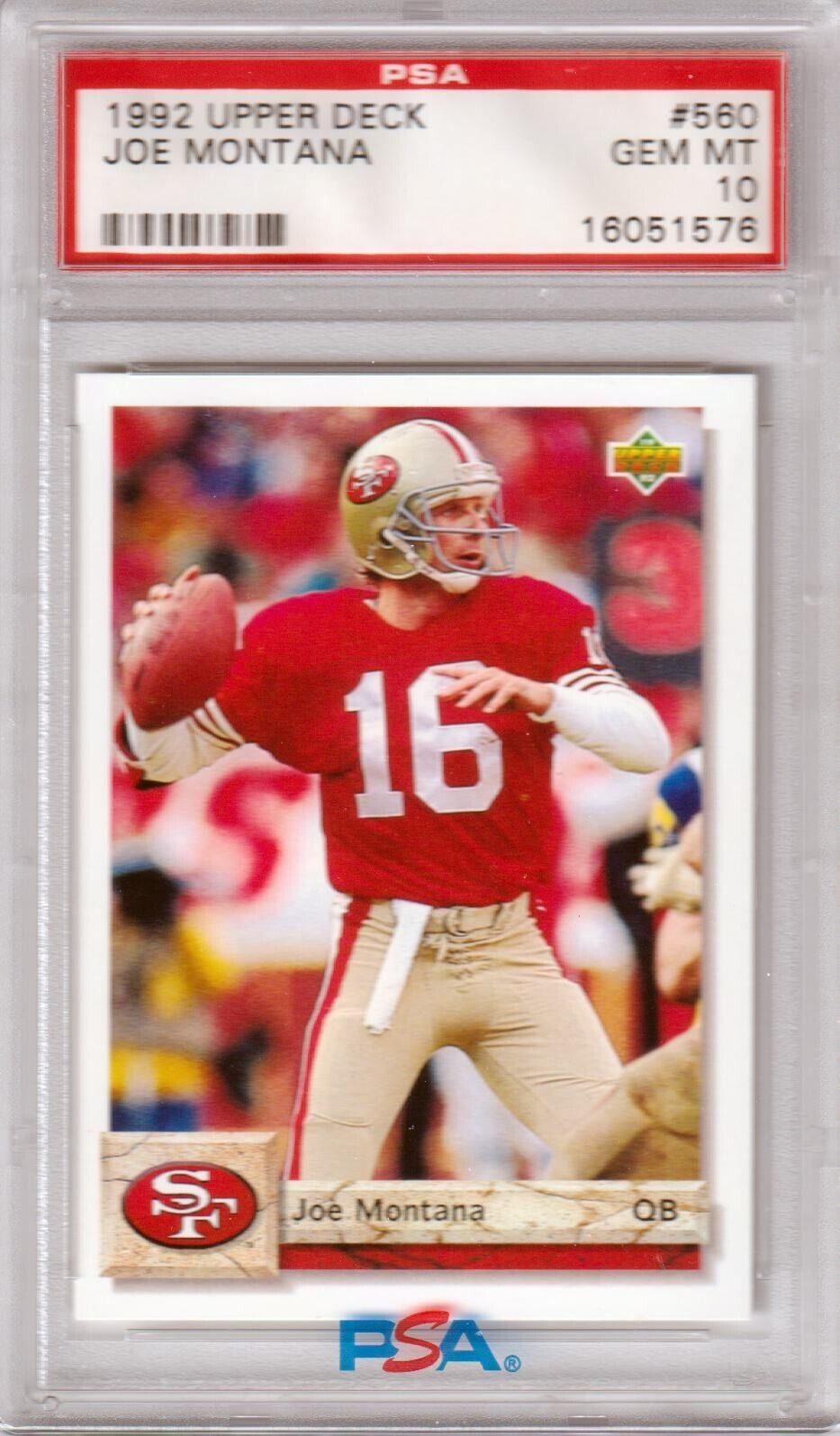 JOE MONTANA 1992 Upper Deck #560 PSA 10 GEM MINT - 49ers - Columbia Hobby - Sports Card Boxes - Toploaders - Card Savers