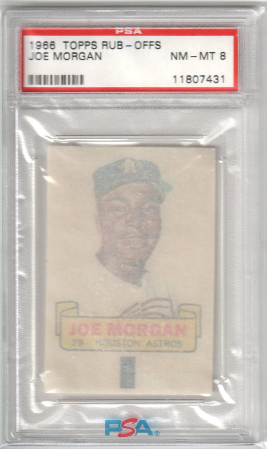 JOE MORGAN 1966 Topps Rub - Offs PSA 8 NM - ASTROS - Columbia Hobby - Sports Card Boxes - Toploaders - Card Savers