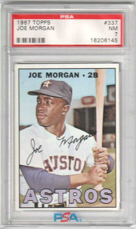 JOE MORGAN 1967 Topps #337 PSA 7 NM - ASTROS - Columbia Hobby - Sports Card Boxes - Toploaders - Card Savers