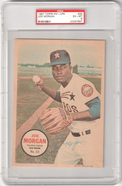 JOE MORGAN 1967 Topps Pin - Ups #25 PSA 6 EX - MT - ASTROS - Columbia Hobby - Sports Card Boxes - Toploaders - Card Savers