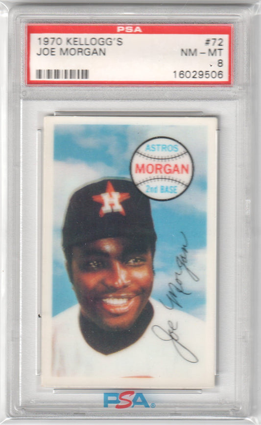 JOE MORGAN 1970 Kellogg's #72 PSA 8 NM - ASTROS - Columbia Hobby - Sports Card Boxes - Toploaders - Card Savers
