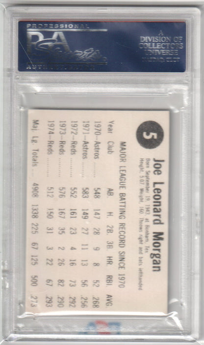 JOE MORGAN 1975 Hostess #5 PSA 8 NM - REDS - Columbia Hobby - Sports Card Boxes - Toploaders - Card Savers