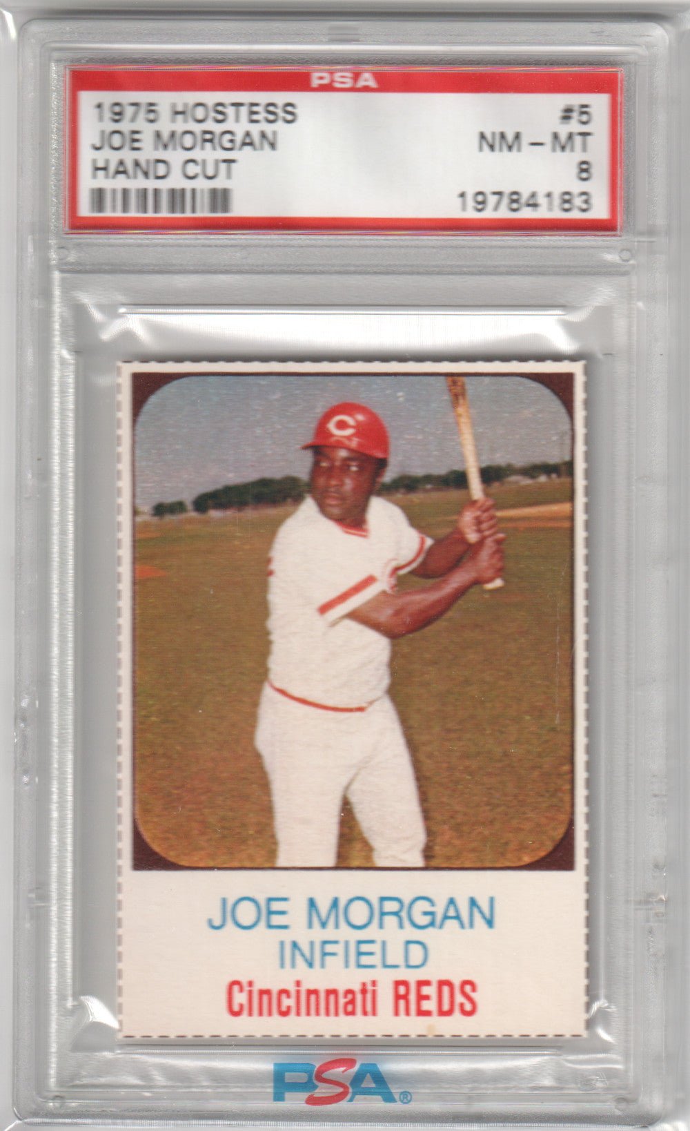 JOE MORGAN 1975 Hostess #5 PSA 8 NM - REDS - Columbia Hobby - Sports Card Boxes - Toploaders - Card Savers
