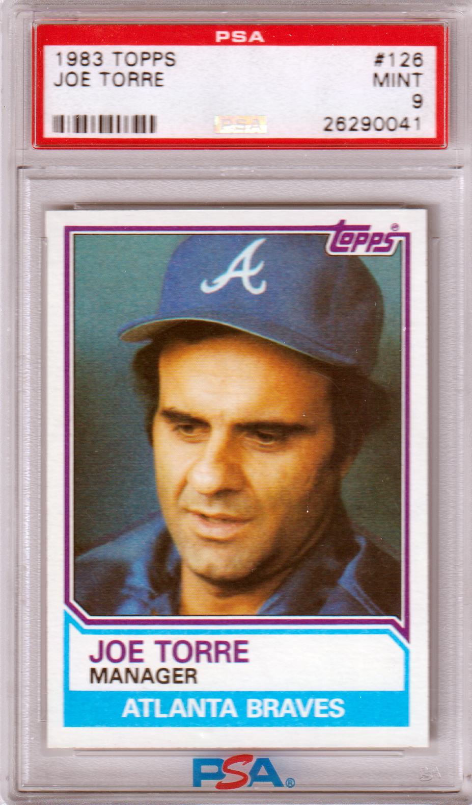 JOE TORRE 1983 Topps #126 PSA 9 MINT - BRAVES - Columbia Hobby - Sports Card Boxes - Toploaders - Card Savers