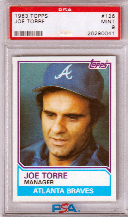 JOE TORRE 1983 Topps #126 PSA 9 MINT - BRAVES - Columbia Hobby - Sports Card Boxes - Toploaders - Card Savers