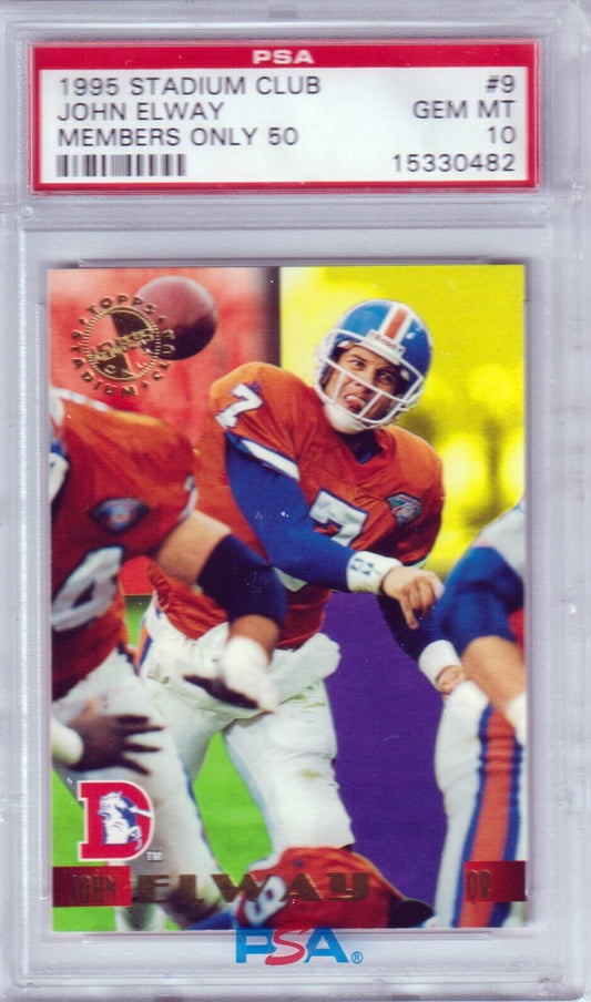 JOHN ELWAY 1995 Topps Stadium Club Members Only 50 #9 PSA 10 GEM MINT - BRONCOS - Columbia Hobby - Sports Card Boxes - Toploaders - Card Savers