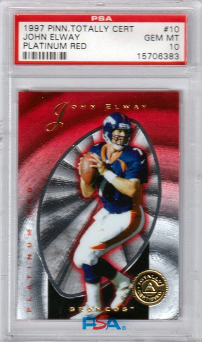 JOHN ELWAY 1997 Totally Certified Platinum Red #/4999 PSA 10 GEM MINT - BRONCOS - Columbia Hobby - Sports Card Boxes - Toploaders - Card Savers