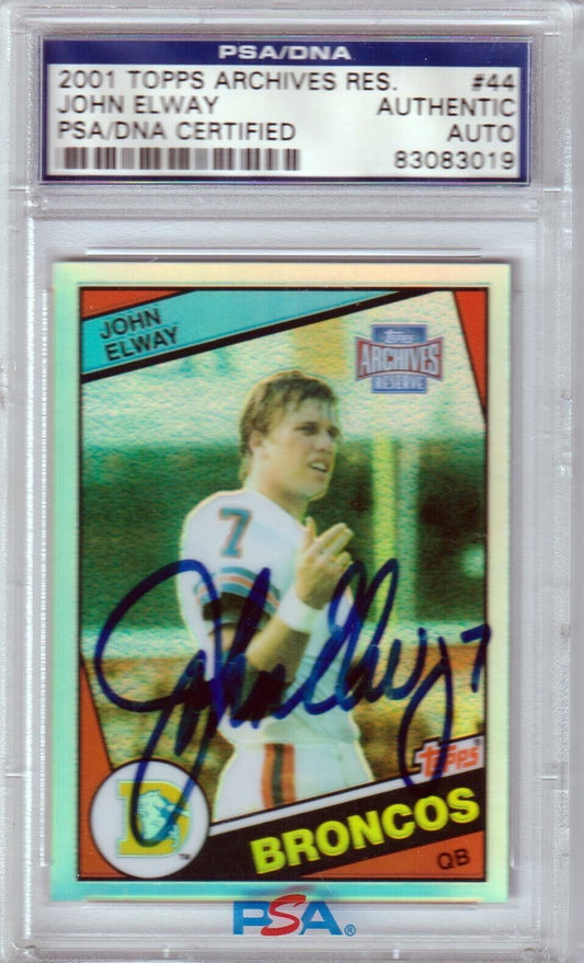 JOHN ELWAY 2001 Topps Archives Reserve Autograph Auto PSA / DNA Certified - Columbia Hobby - Sports Card Boxes - Toploaders - Card Savers
