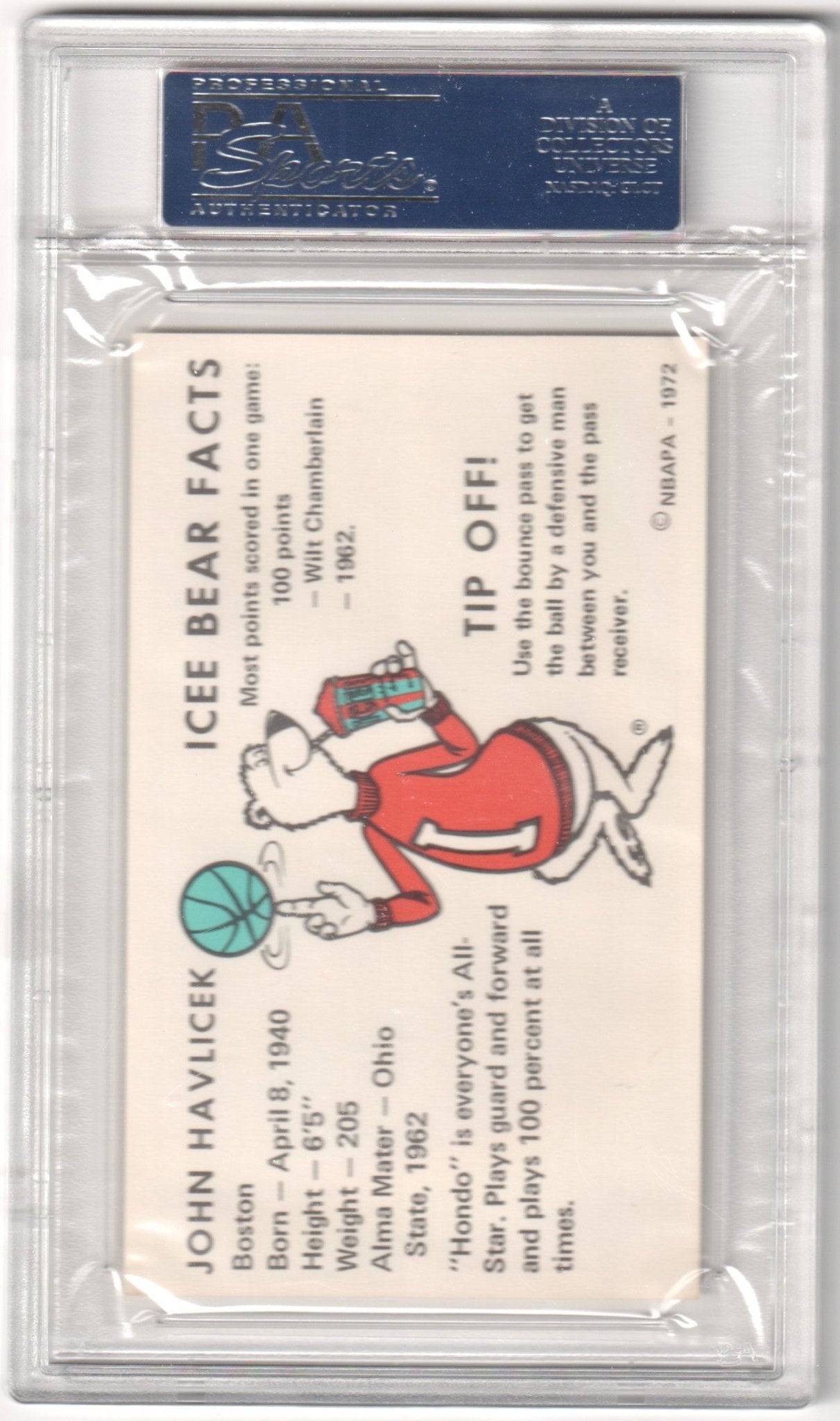 JOHN HAVLICEK 1972 Icee Bear PSA 7 NM - CELTICS - Columbia Hobby - Sports Card Boxes - Toploaders - Card Savers