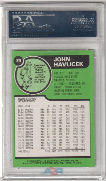JOHN HAVLICEK 1977 - 78 Topps #70 PSA 9 MINT - CELTICS - Columbia Hobby - Sports Card Boxes - Toploaders - Card Savers