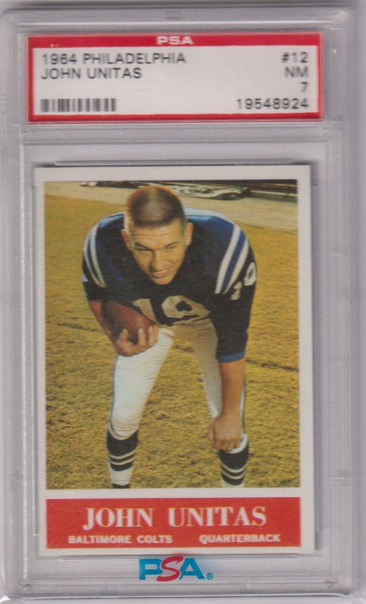 JOHN JOHNNY UNITAS 1964 Philadelphia #12 PSA 7 NM - COLTS - Columbia Hobby - Sports Card Boxes - Toploaders - Card Savers