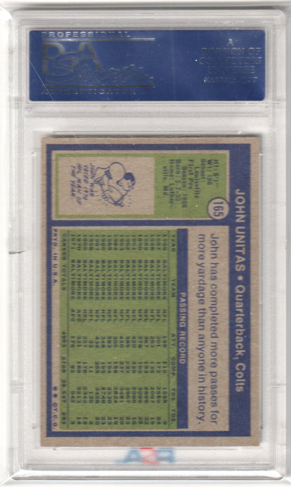 JOHN JOHNNY UNITAS 1972 Topps #165 PSA 8 NM_MT - COLTS - Columbia Hobby - Sports Card Boxes - Toploaders - Card Savers
