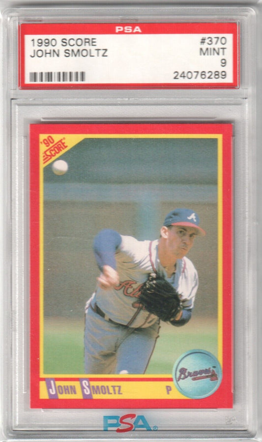 JOHN SMOLTZ 1990 Score #370 PSA 9 MINT - BRAVES - Columbia Hobby - Sports Card Boxes - Toploaders - Card Savers