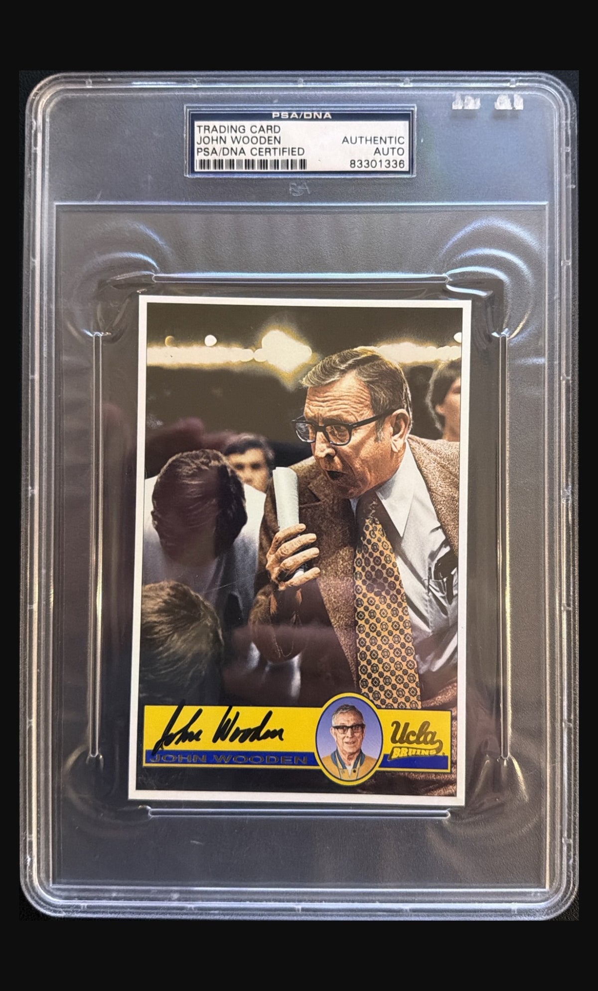 John Wooden UCLA signed trading card autograph PSA/DNA authentic - front