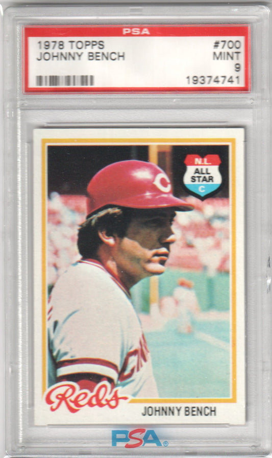 JOHNNY BENCH 1978 Topps #700 PSA 9 MINT - REDS - Columbia Hobby - Sports Card Boxes - Toploaders - Card Savers