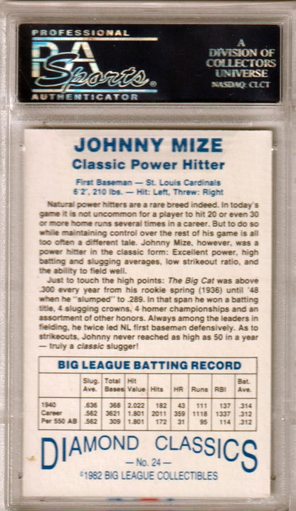 JOHNNY MIZE 1982 Big League Collect Autograph Auto #24 PSA/DNA Auth CARDINALS - Columbia Hobby - Sports Card Boxes - Toploaders - Card Savers