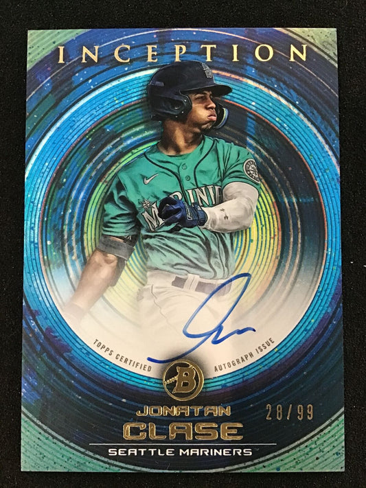 Jonatan Clase 2022 Bowman Inception #51 Blue Auto /99 SP - Columbia Hobby - Sports Card Boxes - Toploaders - Card Savers