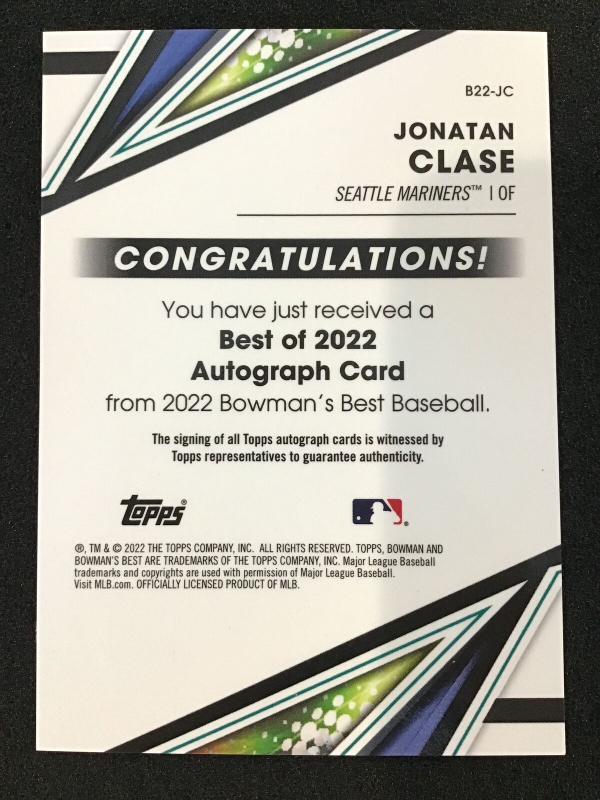 Jonatan Clase 2022 Bowman's Best B22 - JC Best of 2022 Blue Refractor Auto /150 - Columbia Hobby - Sports Card Boxes - Toploaders - Card Savers