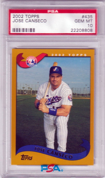 JOSE CANSECO 2002 Topps #435 PSA 10 GEM MINT - RANGERS - Columbia Hobby - Sports Card Boxes - Toploaders - Card Savers