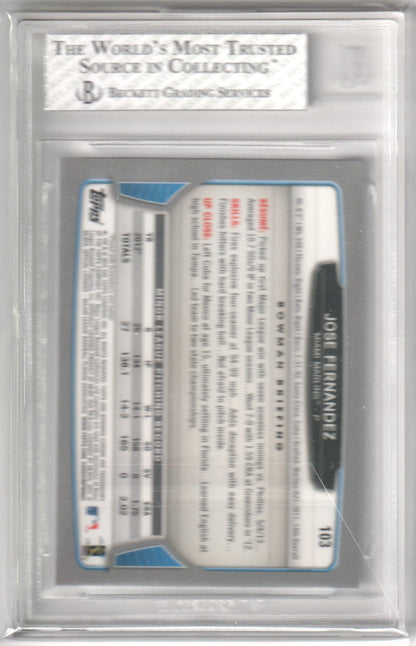 JOSE FERNANDEZ 2013 Bowman Chrome RC Rookie 103 BGS 8 - NM - MT - MARLINS - Columbia Hobby - Sports Card Boxes - Toploaders - Card Savers