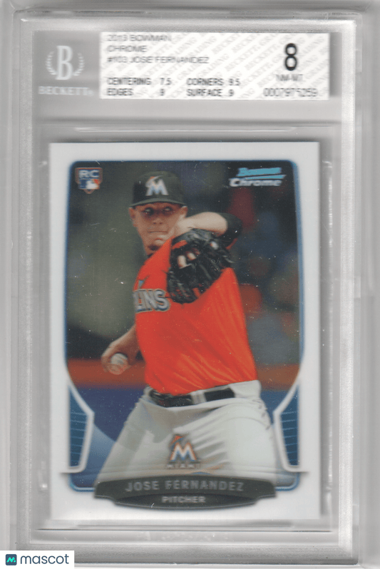 JOSE FERNANDEZ 2013 Bowman Chrome RC Rookie 103 BGS 8 - NM - MT - MARLINS - Columbia Hobby - Sports Card Boxes - Toploaders - Card Savers