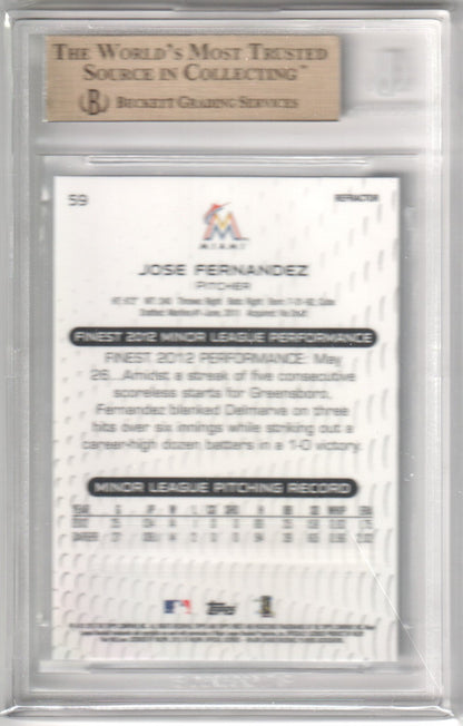 JOSE FERNANDEZ 2013 Topps Finest Refractor RC Rookie 59 BGS 9.5 GEM MINT - Columbia Hobby - Sports Card Boxes - Toploaders - Card Savers