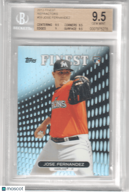 JOSE FERNANDEZ 2013 Topps Finest Refractor RC Rookie 59 BGS 9.5 GEM MINT - Columbia Hobby - Sports Card Boxes - Toploaders - Card Savers