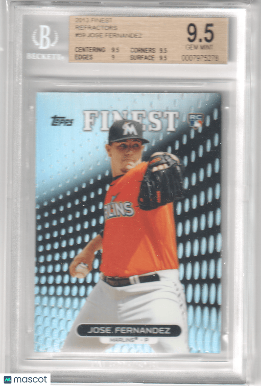 JOSE FERNANDEZ 2013 Topps Finest Refractor RC Rookie 59 BGS 9.5 GEM MINT - Columbia Hobby - Sports Card Boxes - Toploaders - Card Savers
