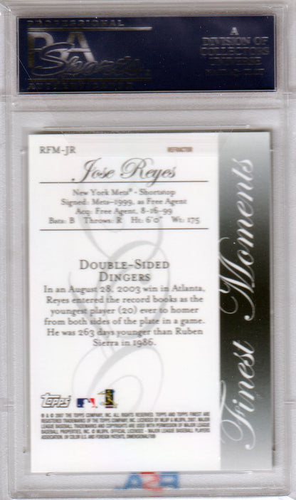 JOSE REYES 2007 Finest Moments Rookie RC #RFMJR Refractor PSA 10 GEM MINT Pop 3 - Columbia Hobby - Sports Card Boxes - Toploaders - Card Savers