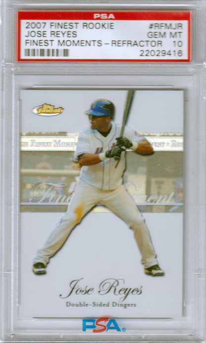 JOSE REYES 2007 Finest Moments Rookie RC #RFMJR Refractor PSA 10 GEM MINT Pop 3 - Columbia Hobby - Sports Card Boxes - Toploaders - Card Savers