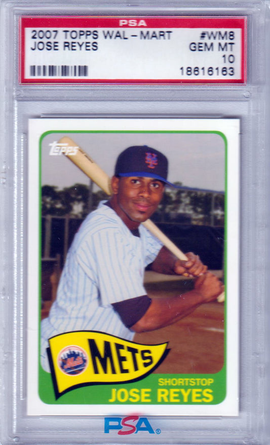 JOSE REYES 2007 Topps Wal - Mart #WM8 PSA 10 GEM MINT - METS Pop 2 - Columbia Hobby - Sports Card Boxes - Toploaders - Card Savers
