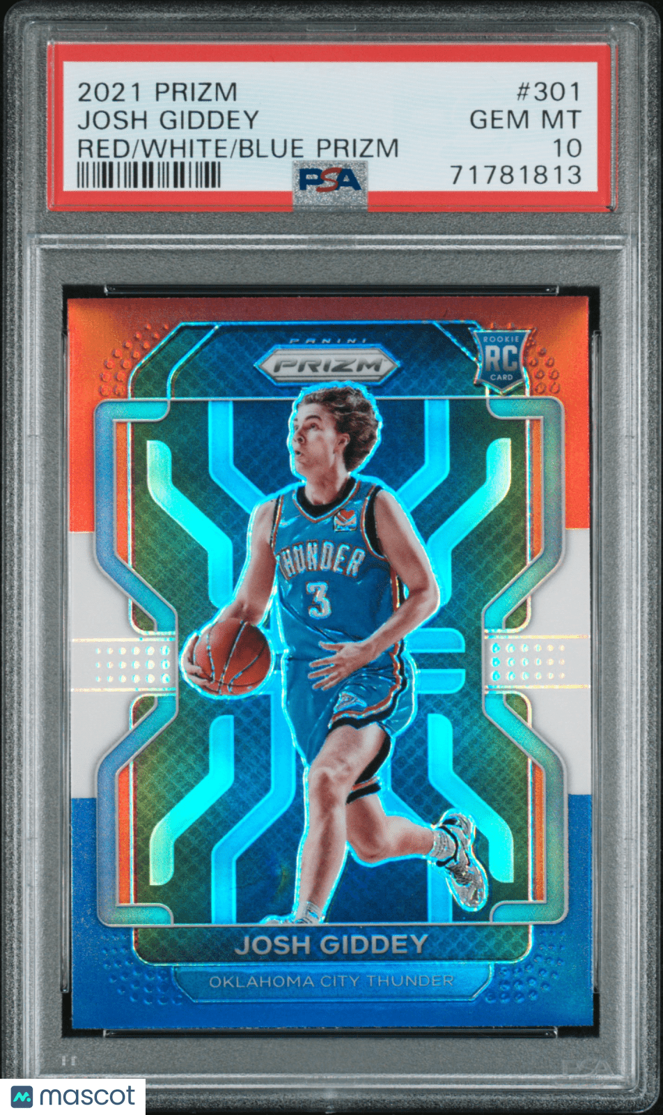 JOSH GIDDEY 2021 - 22 Panini Prizm #301 Red White Blue RC PSA 10 GEM MINT - BULLS - Columbia Hobby - Sports Card Boxes - Toploaders - Card Savers