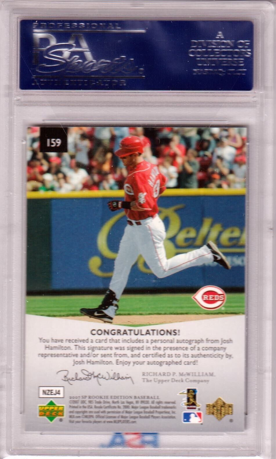 JOSH HAMILTON 2007 SP Rookie Autograph Auto #159 PSA 10 GEM MINT - RANGERS - Columbia Hobby - Sports Card Boxes - Toploaders - Card Savers
