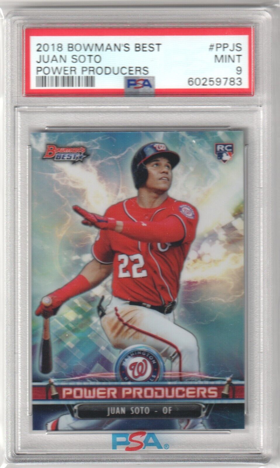 JUAN SOTO 2018 Bowman's Best Power Producers RC Rookie #PPJS PSA 9 MINT YANKEES - Columbia Hobby - Sports Card Boxes - Toploaders - Card Savers