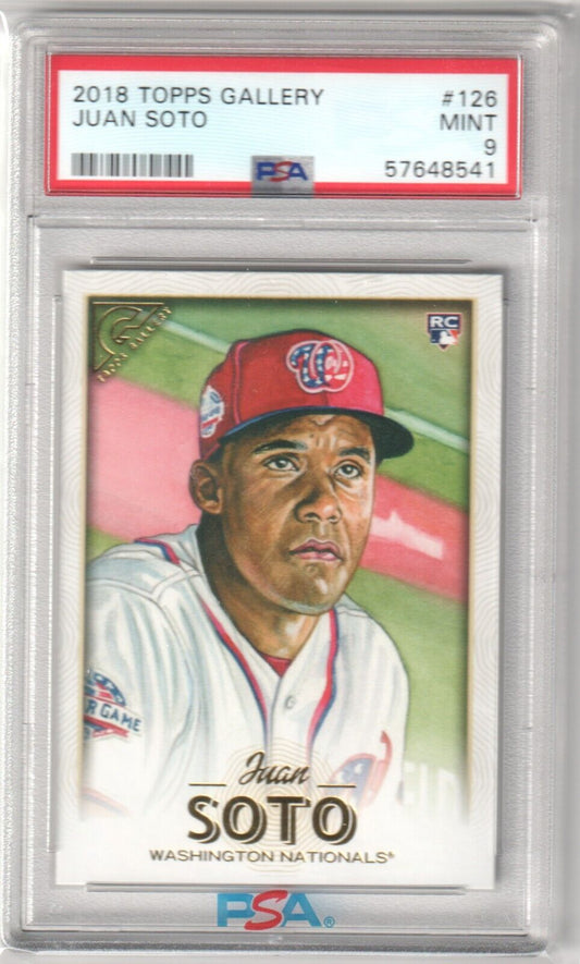 JUAN SOTO 2018 Topps Gallery RC Rookie #126 PSA 9 MINT - NATIONALS YANKEES - Columbia Hobby - Sports Card Boxes - Toploaders - Card Savers
