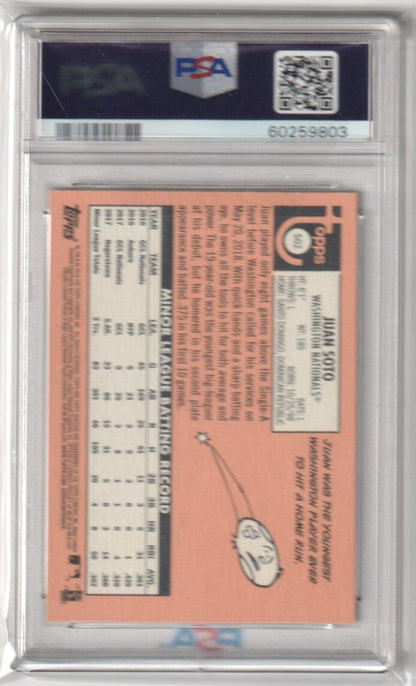 JUAN SOTO 2018 Topps Heritage RC Rookie #502 PSA 8 NM - MT - NATIONALS YANKEES - Columbia Hobby - Sports Card Boxes - Toploaders - Card Savers