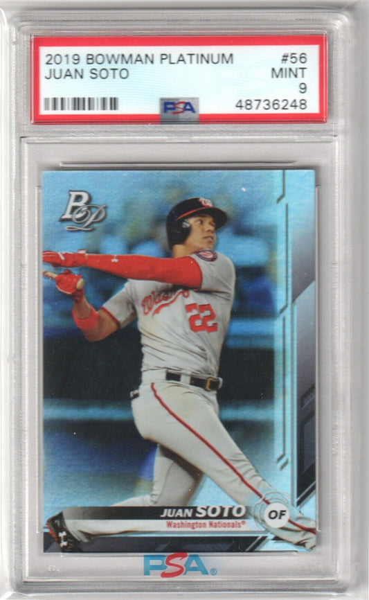 JUAN SOTO 2019 Bowman Platinum #56 PSA 9 MINT - NATIONALS YANKEES - Columbia Hobby - Sports Card Boxes - Toploaders - Card Savers