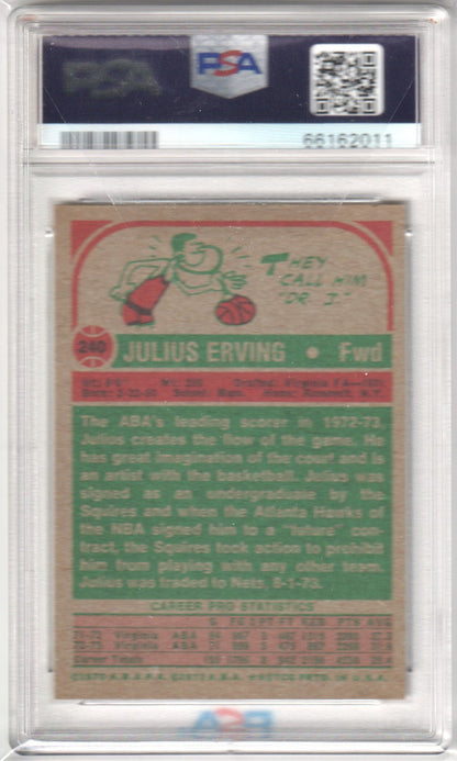 JULIUS ERVING 1973 Topps 240 PSA 6 EX - MT - SIXERS - Columbia Hobby - Sports Card Boxes - Toploaders - Card Savers